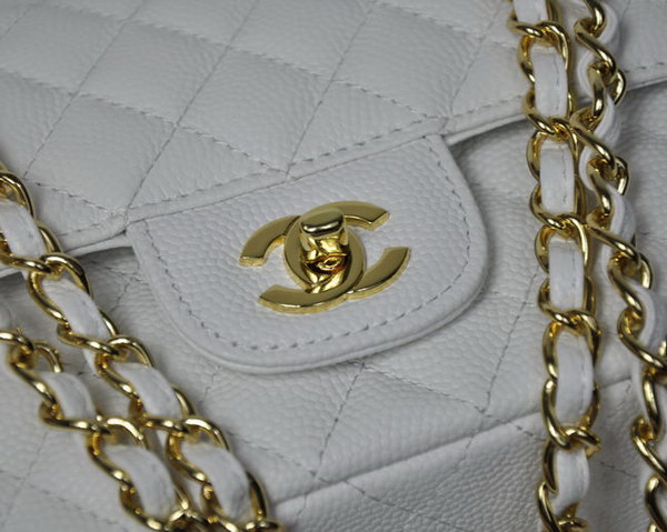 Chanel 2.55 Quilted Flap Bag 1112 White with Gold Hardware