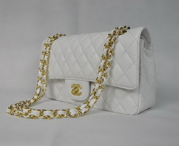 Chanel 2.55 Quilted Flap Bag 1112 White with Gold Hardware