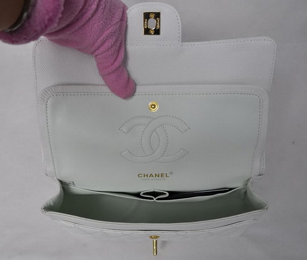 Chanel 2.55 Quilted Flap Bag 1112 White with Gold Hardware