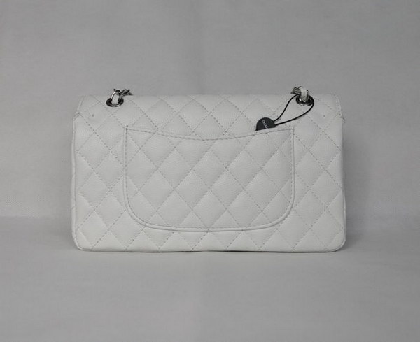 Chanel 2.55 Quilted Flap Bag 1112 White with Silver Hardware