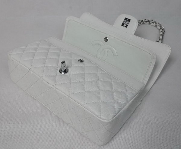 Chanel 2.55 Quilted Flap Bag 1112 White with Silver Hardware