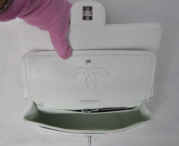 Chanel 2.55 Quilted Flap Bag 1112 White with Silver Hardware