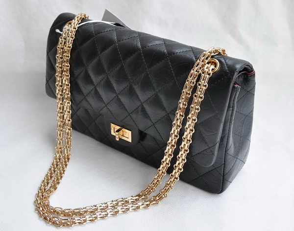 Chanel 2.55 Series Falp Bag Black with Gold Chain 30226