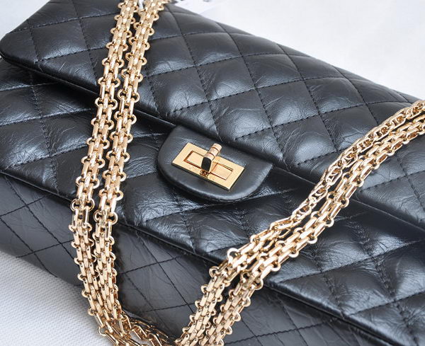 Chanel 2.55 Series Falp Bag Black with Gold Chain 30226