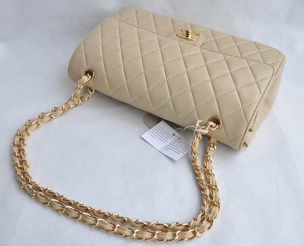 Chanel Classic 2.55 Series Apricot Lambskin Golden Chain Quilted Flap Bag 1113