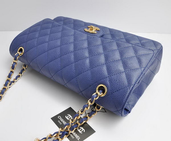 Chanel Classic 2.55 Series Blue Caviar Golden Chain Quilted Flap Bag 1113