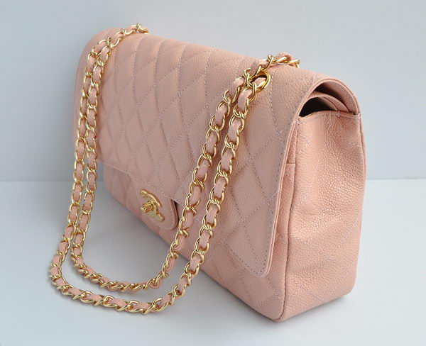 Chanel Classic 2.55 Series Pink Caviar Golden Chain Quilted Flap Bag 1113