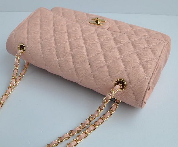 Chanel Classic 2.55 Series Pink Caviar Golden Chain Quilted Flap Bag 1113