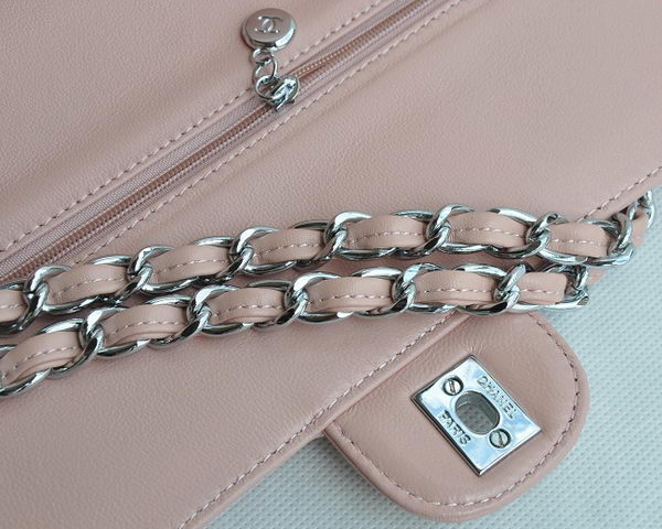 Chanel Classic 2.55 Series Pink Lambskin Silver Chain Quilted Flap Bag 1113