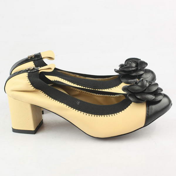 Chanel Camellia Sheepskin Pumps Apricot