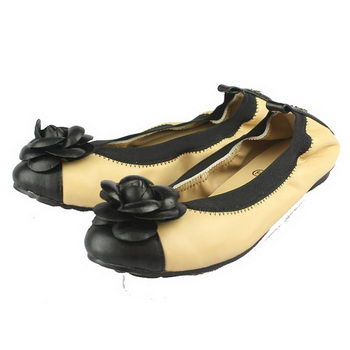 Chanel Camellia Ballerina Sheepskin Flats Apricot