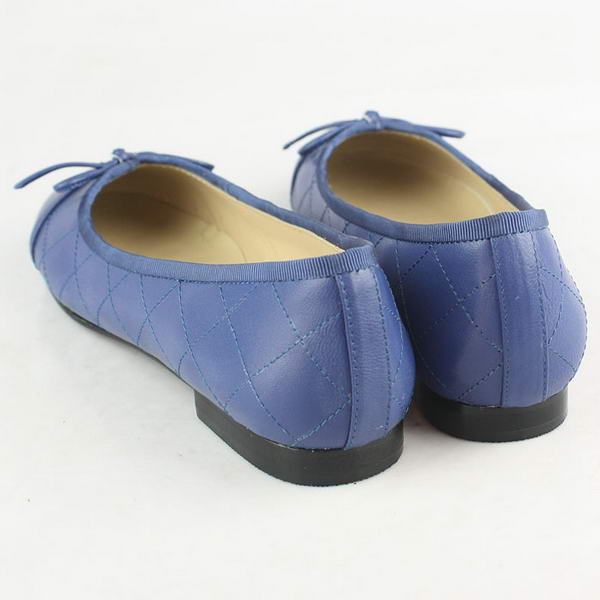 Chanel Stitching Sheepskin Flats Blue