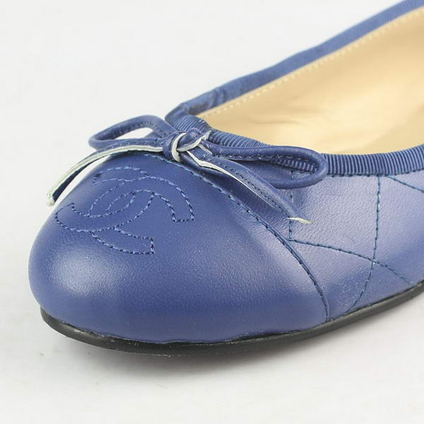 Chanel Stitching Sheepskin Flats Blue