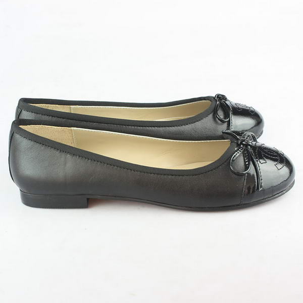 Chanel Ballerina Patent Toe Flats Black