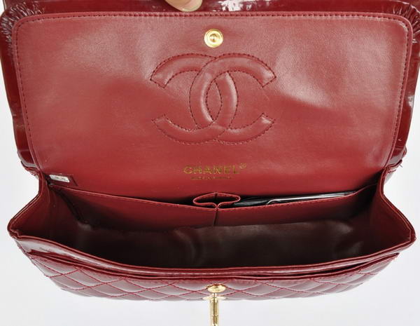 Cheap Chanel 2.55 Series Flap Bag 1112 Maroon Patent Leather Golden Hardware