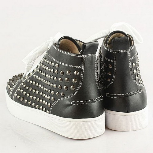 Christian Louboutin Black Lambskin Louis Mens Flat Spikes