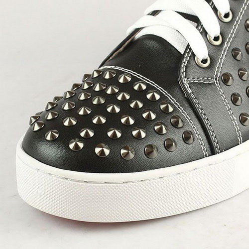 Christian Louboutin Black Lambskin Louis Mens Flat Spikes