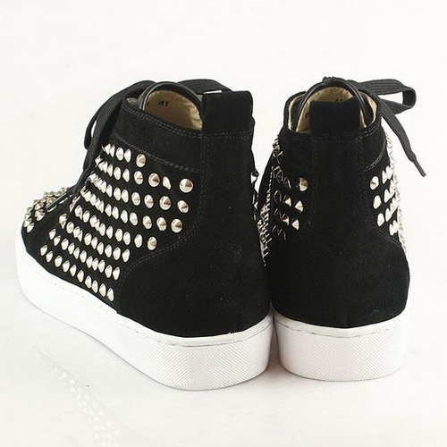 Christian Louboutin Suede Louis Mens Flat Spikes Black 