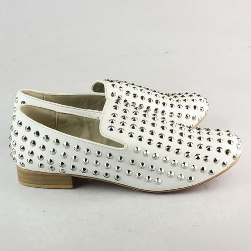 Christian Louboutin Rollerboy Spikes Mens Shoes White 