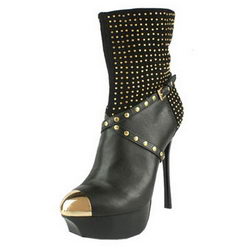 Gianmarco Lorenzi Studded Ankle Boots Sheepskin Black