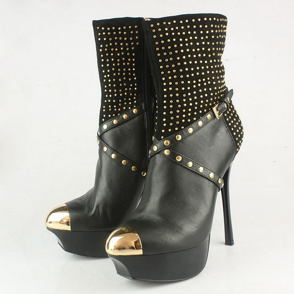 Gianmarco Lorenzi Studded Ankle Boots Sheepskin Black