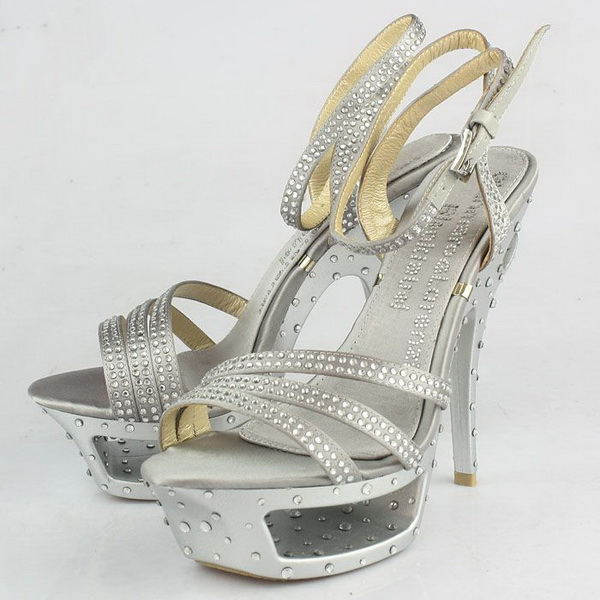 Gianmarco Lorenzi Open Toe Platform Sandals Satin Grey