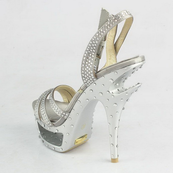 Gianmarco Lorenzi Open Toe Platform Sandals Satin Grey