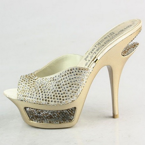 Gianmarco Lorenzi Apricot Rhinestone Cut-Out Platform