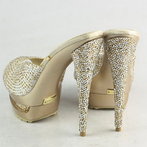 Gianmarco Lorenzi Apricot Rhinestone Embellished Open Toe sandals