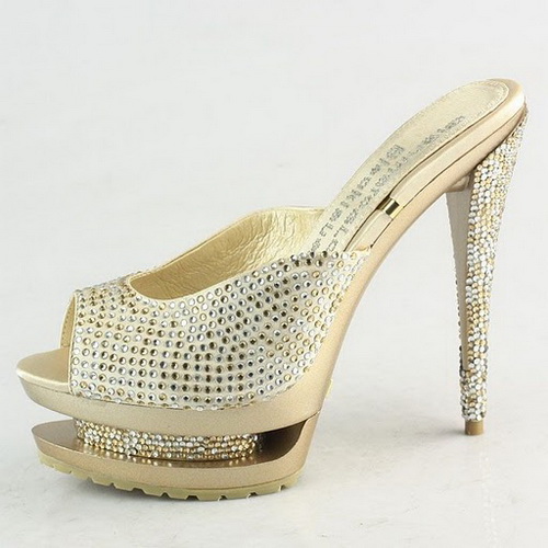 Gianmarco Lorenzi Apricot Rhinestone Embellished Open Toe sandals