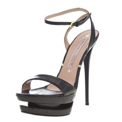 Gianmarco Lorenzi Black Strap Open toe Heel Sandals