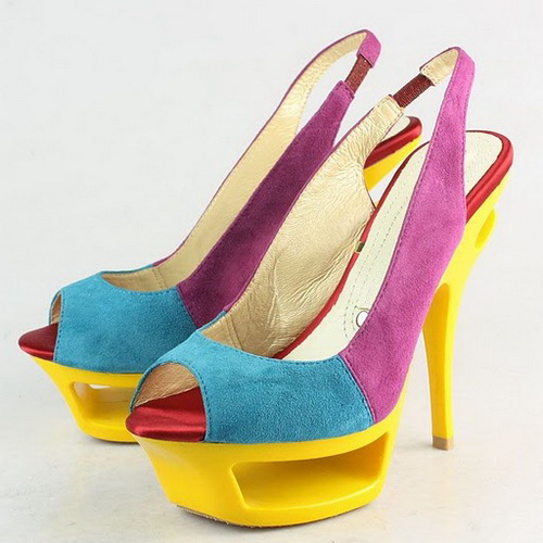 Gianmarco Lorenzi Multicolor Suede Slingback Pumps