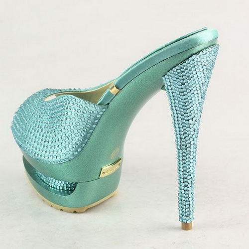 Gianmarco Lorenzi Green Rhinestone Embellished Open Toe sandals