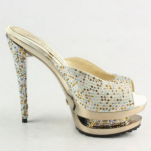 Gianmarco Lorenzi Multicolor Rhinestone Embellished Apricot Satin Open Toe sandals