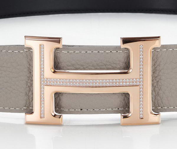 Hermes Belts Original Leather Diamond Everose Grey