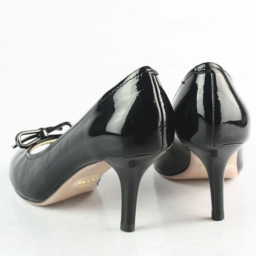 Prada Bow Detail Peep Toe Pumps Black