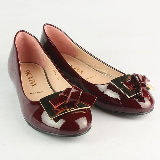 Prada Classics Patent Leather Knot Flats Red