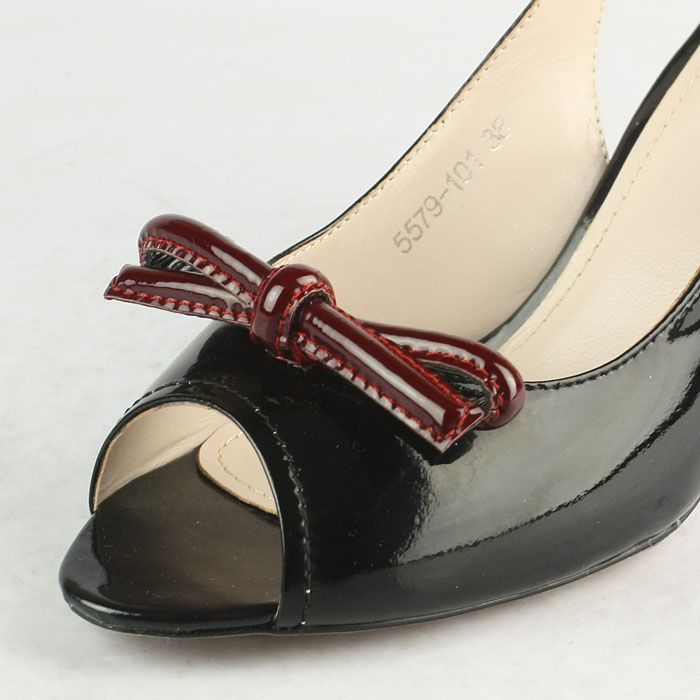 Prada Patent Contrast Bow Slingback Pumps Black