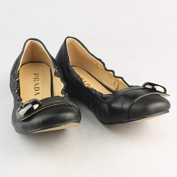 Prada Lambskin Leather Ballerina Flat PD063 Black