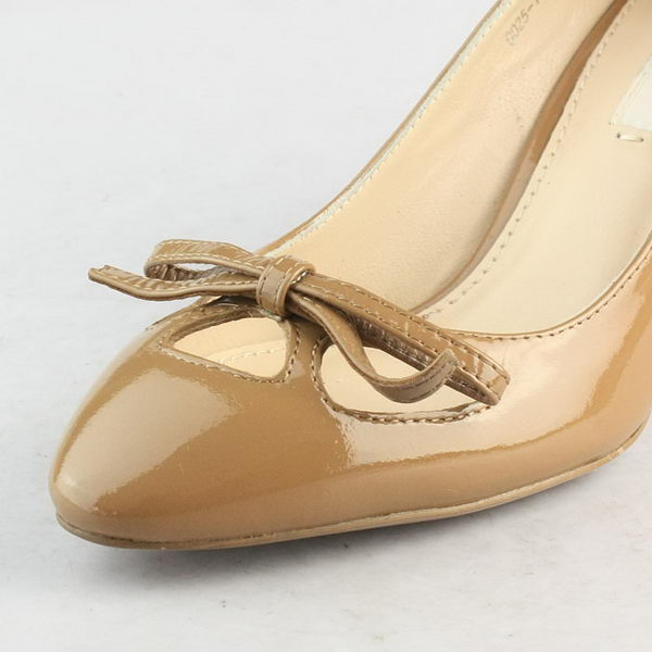 Prada Patent Leather Bow Pump PD090 Brown