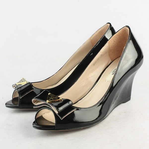 Prada Patent Leather Wedge PD093 Black