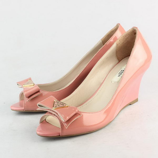 Prada Patent Leather Wedge PD093 Pink