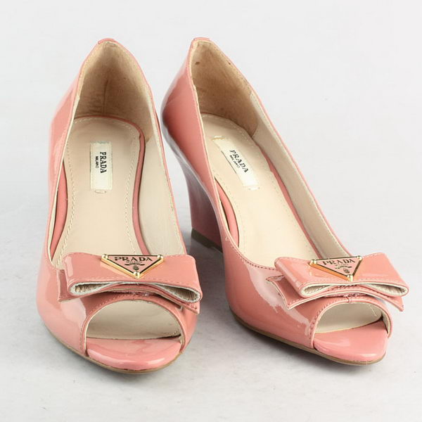 Prada Patent Leather Wedge PD093 Pink