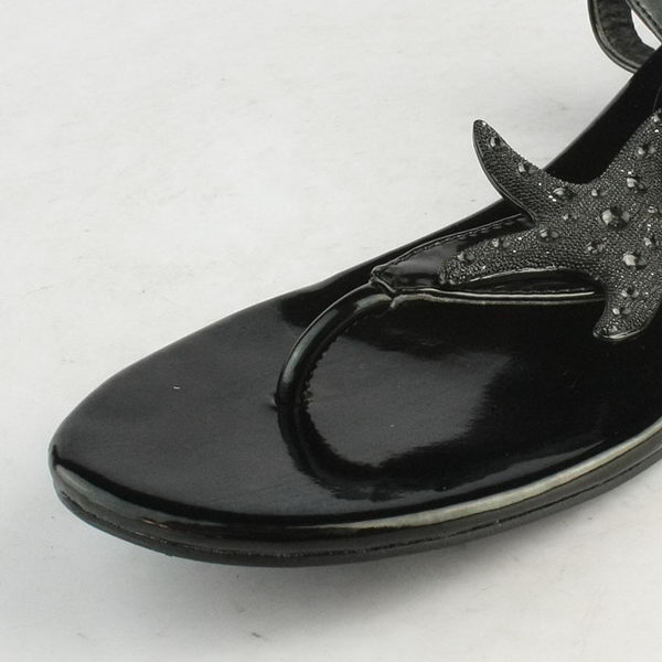 Yves Saint Laurent Patent Leather Starfish Thong Sandals Black