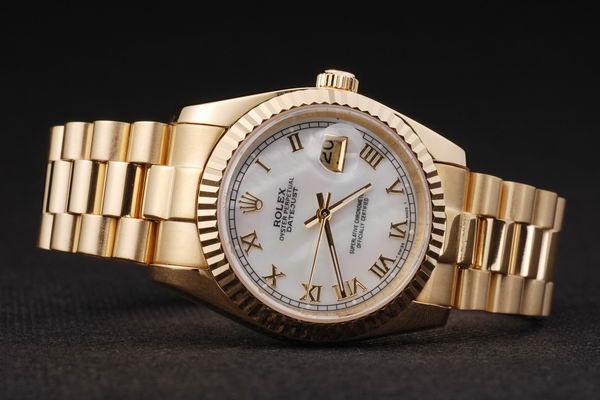 Rolex Datejust Golden White Cutwork Men Watch-RD2402