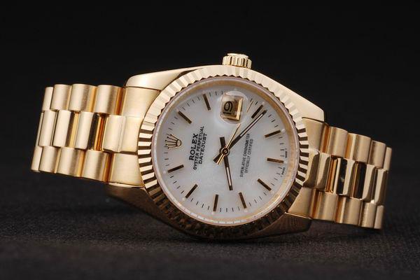 Rolex Datejust Golden&White Cutwork Stainless Steel Watch-RD2400