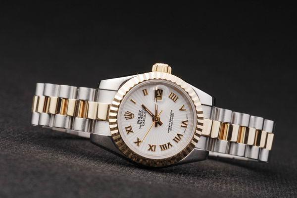 Rolex Datejust Mechanism Golden White Cutwork Watch-RD2374