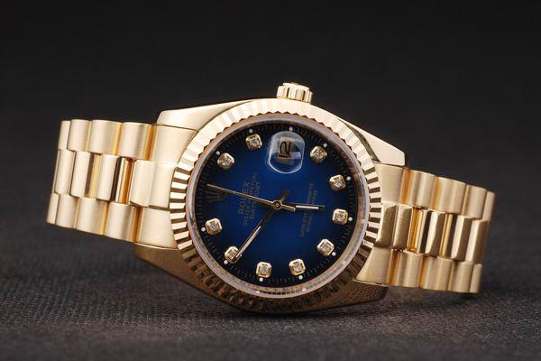 Rolex Datejust Mechanism Golden Bezel Blue Surface Watch-RD2438