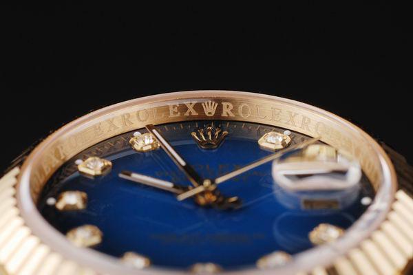 Rolex Datejust Mechanism Golden Bezel Blue Surface Watch-RD2438