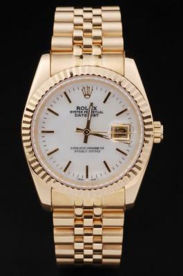 Rolex Datejust Mechanism Golden Bezel&White Surface Watch-RD2376